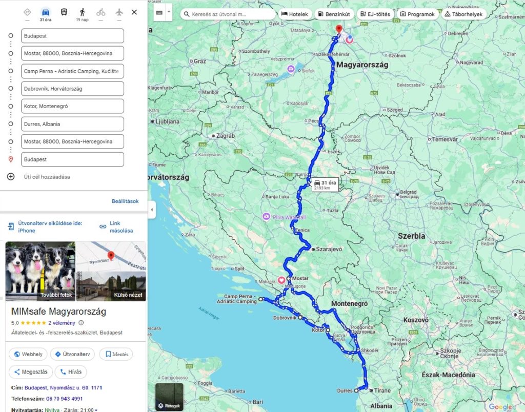 korut Útvonalterv